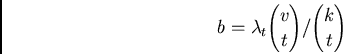 \begin{displaymath}
b = \lambda_t {v \choose t}/{k \choose t}
\end{displaymath}